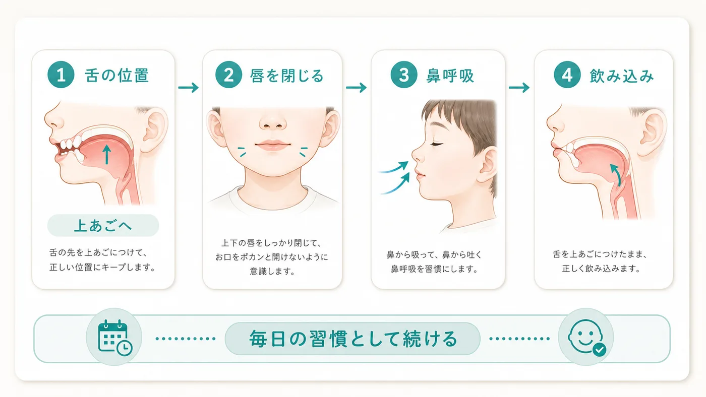 MFTトレーニング あいうべ体操とボタンプル MFTトレーニング あいうべ体操とボタンプル